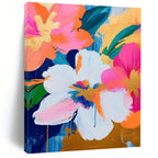 “Pink, Orange & Gold Floral” - Bold Floral Abstract Painting On Canvas DS284