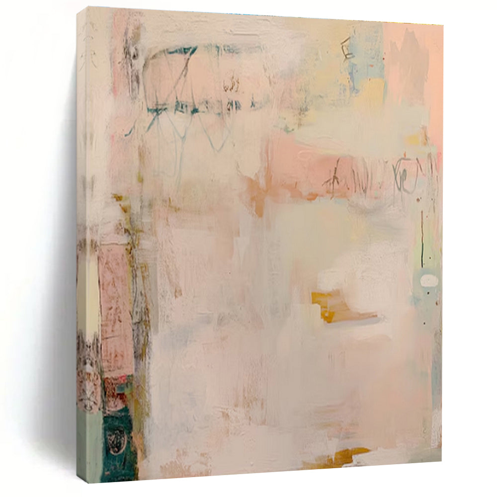 “Soft Pastel Abstract” - Pastel Pink, Blue, Yellow Abstract Painting On Canvas PS0684