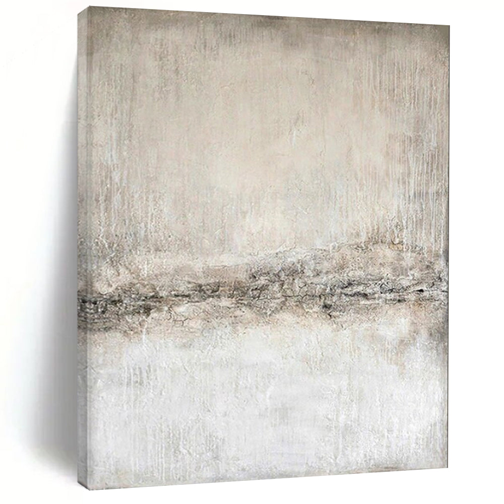 Light Gray Textured, "Misty Horizon" – Textured Abstract Painting On Canvas PS0966