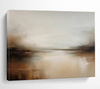 Muted River Landscape in Browns and Grays - Atmospheric Landscape Painting On Canvas DKS321