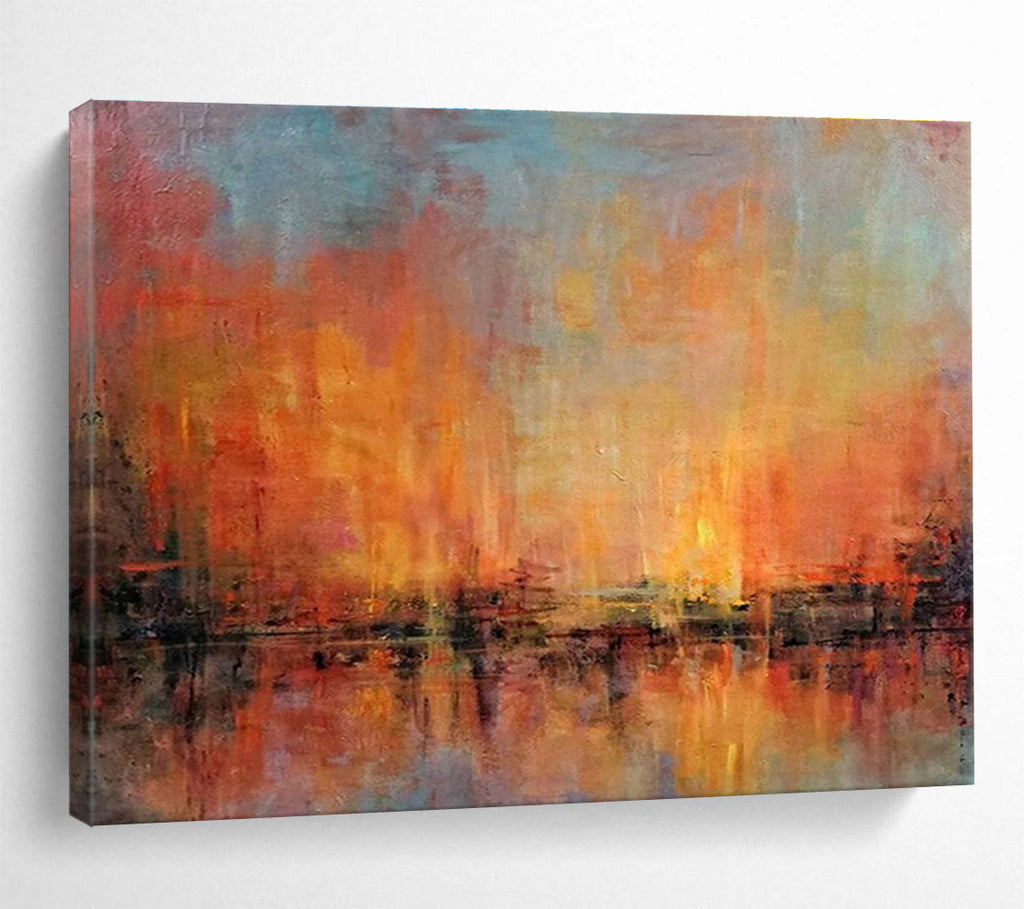 “Fiery Sunset Abstract” - Impressionistic Landscape Painting On Canvas DKS386