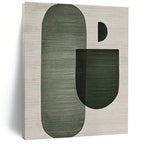 “Green - Gray Geometric Forms” - Green, Gray Abstract Geometric Painting On Canvas PS0675