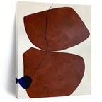 Brown, White and Blue with Asymmetric Forms "Asymmetric Allure" Abstract Painting On Canvas PS1115