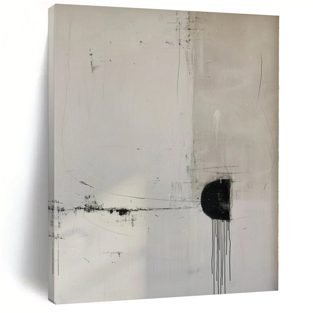 “Minimalist Black - White Dripping Abstract” - Minimalist Abstract Painting On Canvas PS0274