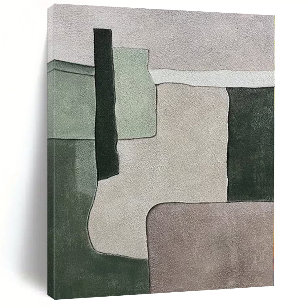 “Pastel Shape Mix” - Green, Gray, Purple Abstract Geometric Painting On Canvas PS0392