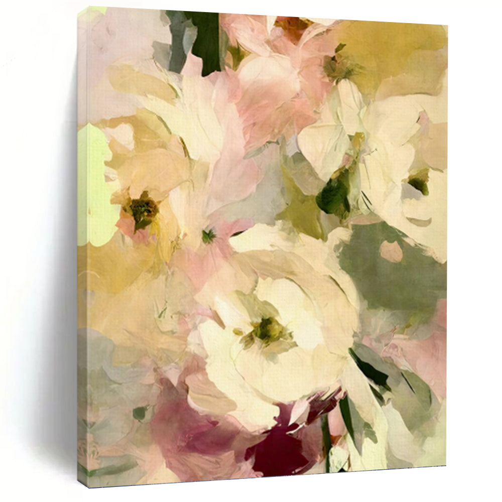“Soft Floral Abstract” - Minimalist Floral Painting On Canvas PT1354