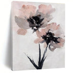 White, Pink, Gray, Black with Floral Forms "Textured Blooms" Abstract Painting On Canvas PS1428