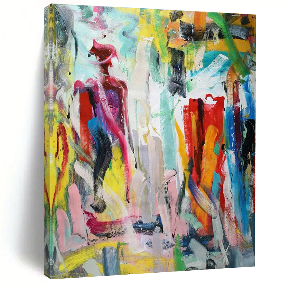 Colorful Abstract Figure in a Vivid Background "Vivid Spirit" Abstract Painting On Canvas PS1324