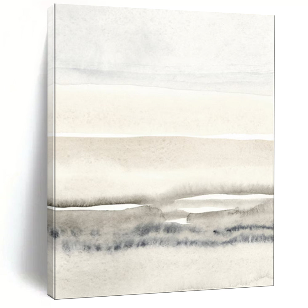 “Minimalist Gray - White Watercolor Layers” - Watercolor Painting On Canvas PT2055