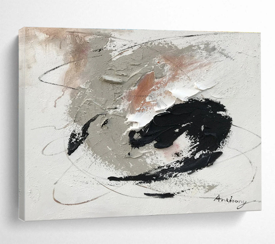 Neutral Swirls and Textures - Expressive Abstract Painting On Canvas DKS312