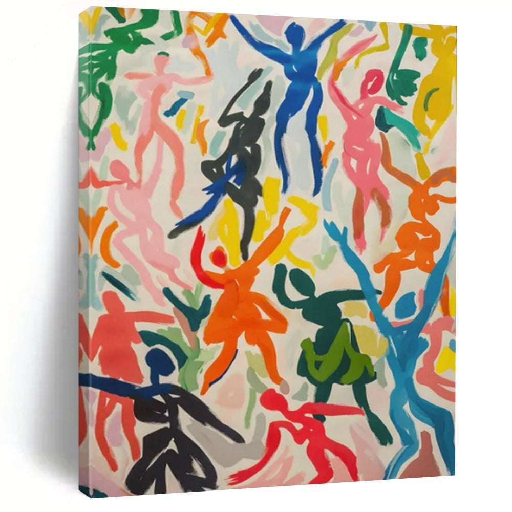 “Colorful Dancing Figures” - Fauvist Figurative Painting On Canvas PT2257