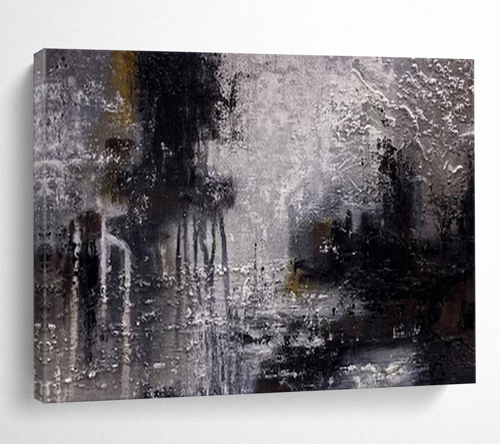 “Abstract Cityscape in Gray” - Abstract, Urban - Styled Painting On Canvas DKS009