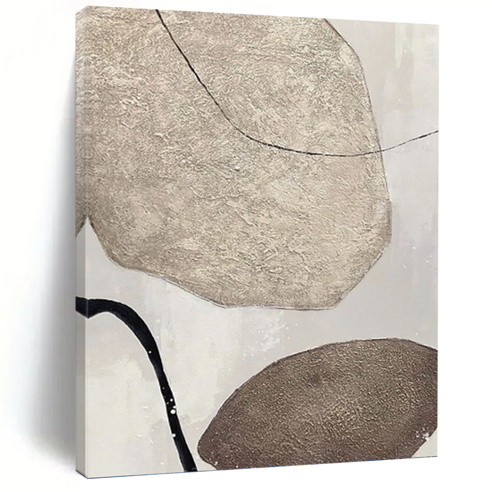 “Neutral Shape - Line Abstract” - Minimalist Abstract Painting On Canvas PT1321