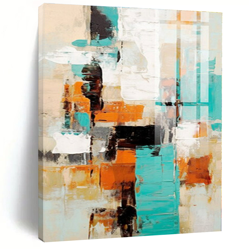 Bold Colors with Abstract Blocks "Color Block Symphony" Abstract Painting On Canvas PS1272