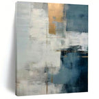 Cool Tones with Gold Accents "Gilded Serenity" Abstract Painting On Canvas PS1205