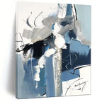 “Blue - Gray Abstract Brushstroke Art” - Abstract Painting On Canvas PT2082