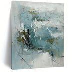 “Blue - Green Abstract Energetic Strokes” - Vivid Abstract Painting On Canvas PS0368
