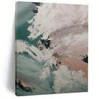 “Turquoise - White Abstract Waves” - Turquoise, White Abstract Seaside Painting On Canvas PS0554