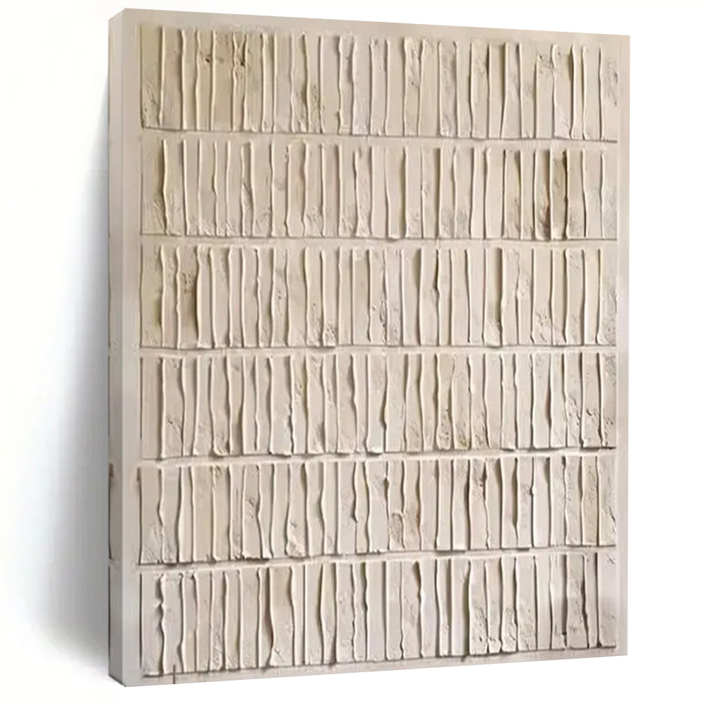 “White Textured Rhythm” - Minimalist Abstract Painting On Canvas PT2359