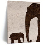 “Brown Elephant Silhouette” - Minimalist Animal Painting On Canvas PT1329