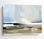 “Coastal Scene with Blue, Beige, and White” - Abstract Seascape Painting On Canvas PT116