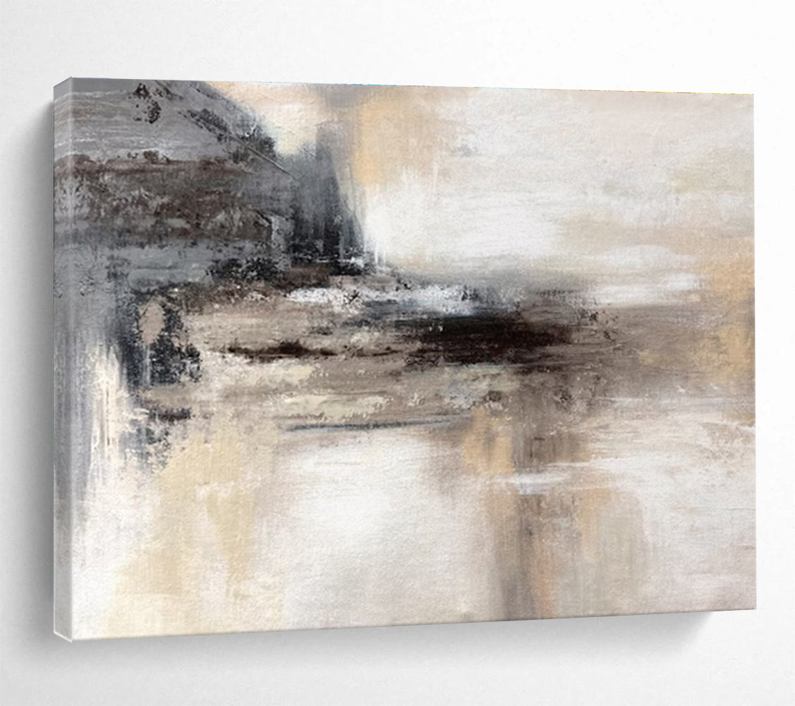 “Grey - Brown Misty Landscape” Abstract Painting On Canvas DKS282