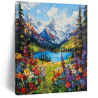 Mountain Paradise Vibrant Impasto Landscape, Painting On Canvas PT2156
