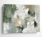 Green & Beige Abstract Fusion Painting On Canvas DKS045