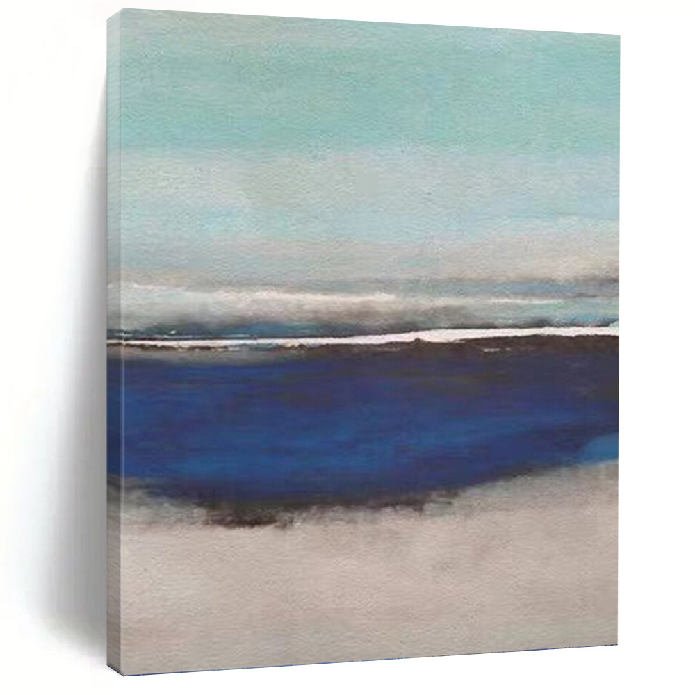 “Soft Blues and Greys: Calm Seascape” - Minimalist Landscape Painting On Canvas PT0926