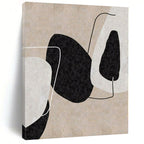 Beige, Black and White with Organic Shapes and Lines "Natural Connection" Abstract Painting On Canvas PS1152