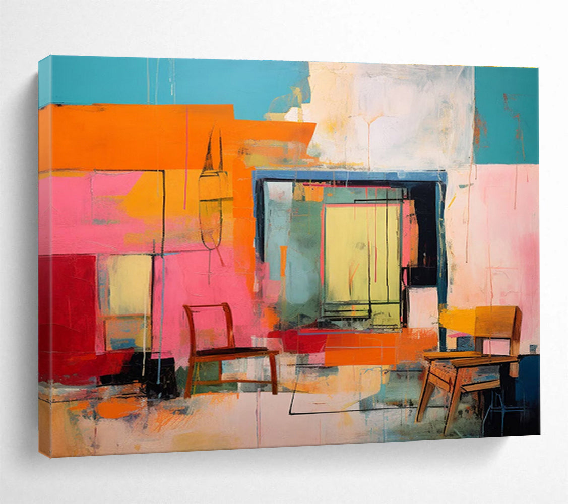 “Colorful Abstract Interior” - Abstract Interior Painting, Ideal for Modern Living Room & Creative Studio DKS639
