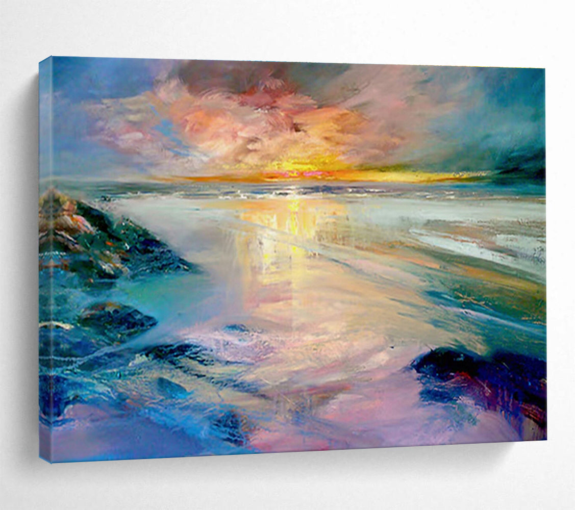 “Vibrant Sunset Beach” Landscape Painting DKS213