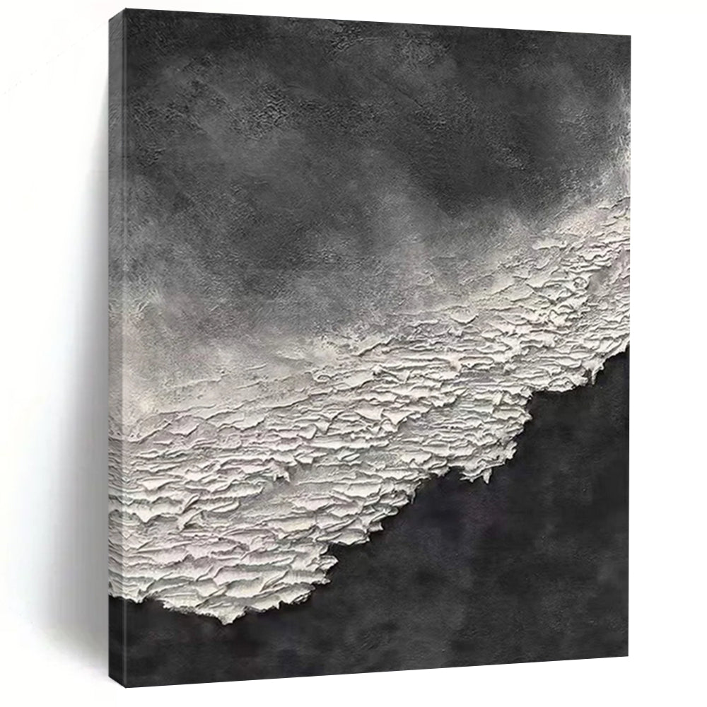 “Black and White Textured Abstraction” - Minimalist Abstract Painting On Canvas DS339