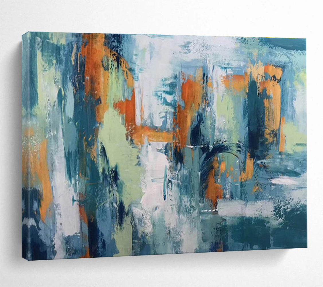 “Teal - Orange Urban Abstraction” Abstract Painting On Canvas DKS295