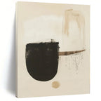 “Subtle Beige - Black Abstract Shapes” - Contemporary Abstract Painting On Canvas PS0275
