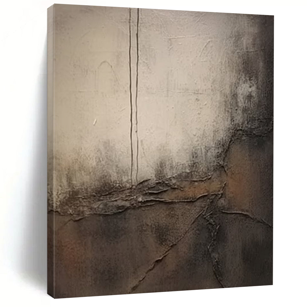 “Textured Grey and Brown Abstract” - Industrial - Inspired Painting On Canvas DS355