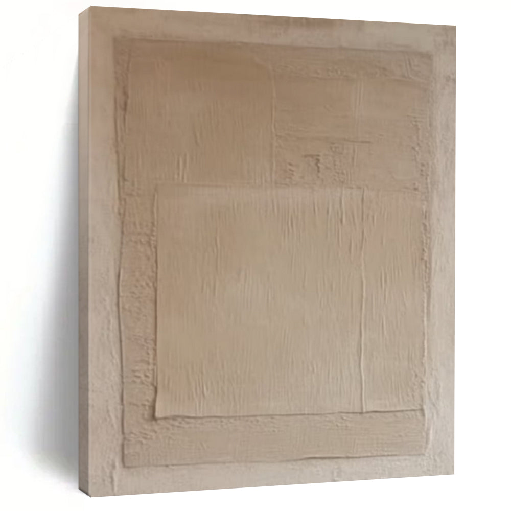 “Beige Textured Squares” - Minimalist Abstract Painting On Canvas DS360