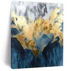 Blue and White with Gold Foil, "Gilded Peaks" – Abstract Mountain - Inspired On Canvas PS0916