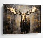 “Gold and Brown Moose in Mist” - Dramatic Wildlife Painting On Canvas PT079