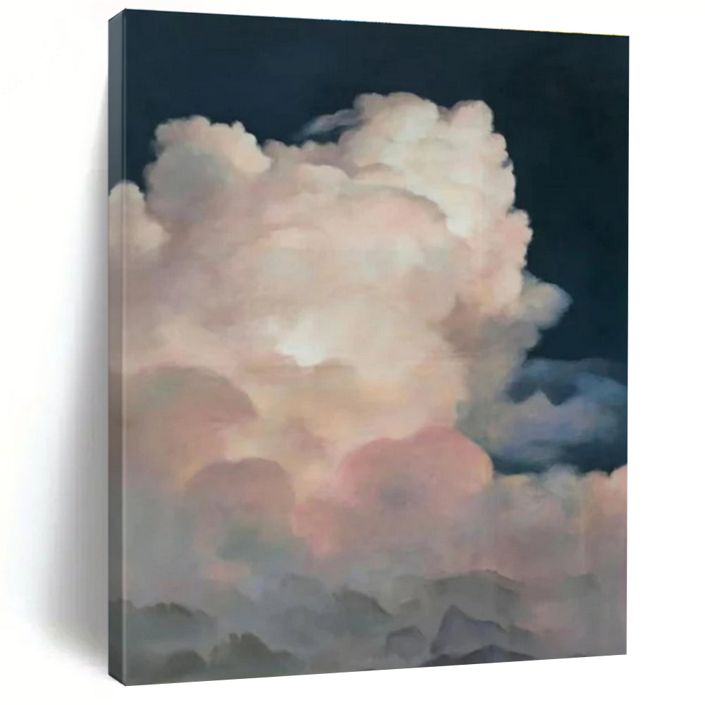 Blue, Pink, White with Fluffy Clouds "Dreamy Skyscape" Abstract Painting On Canvas PS1449