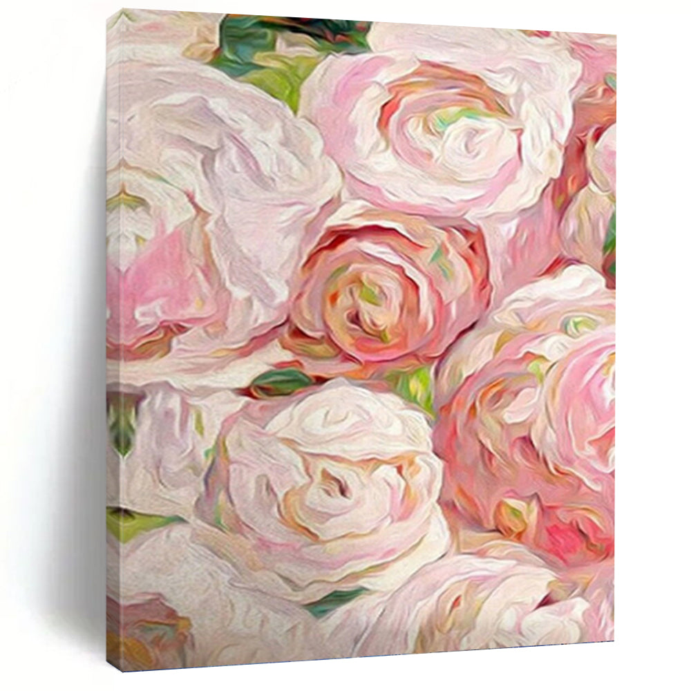 “Pink and White Floral Impressionist Painting” - Botanical Impressionism On Canvas PT0983