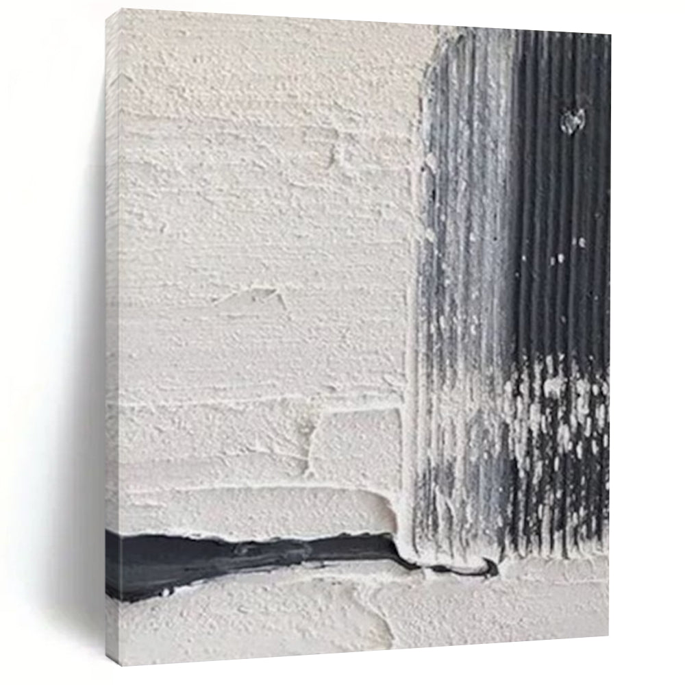 “Textured Monochrome” - Subtle White & Black Textures Painting On Canvas DS147