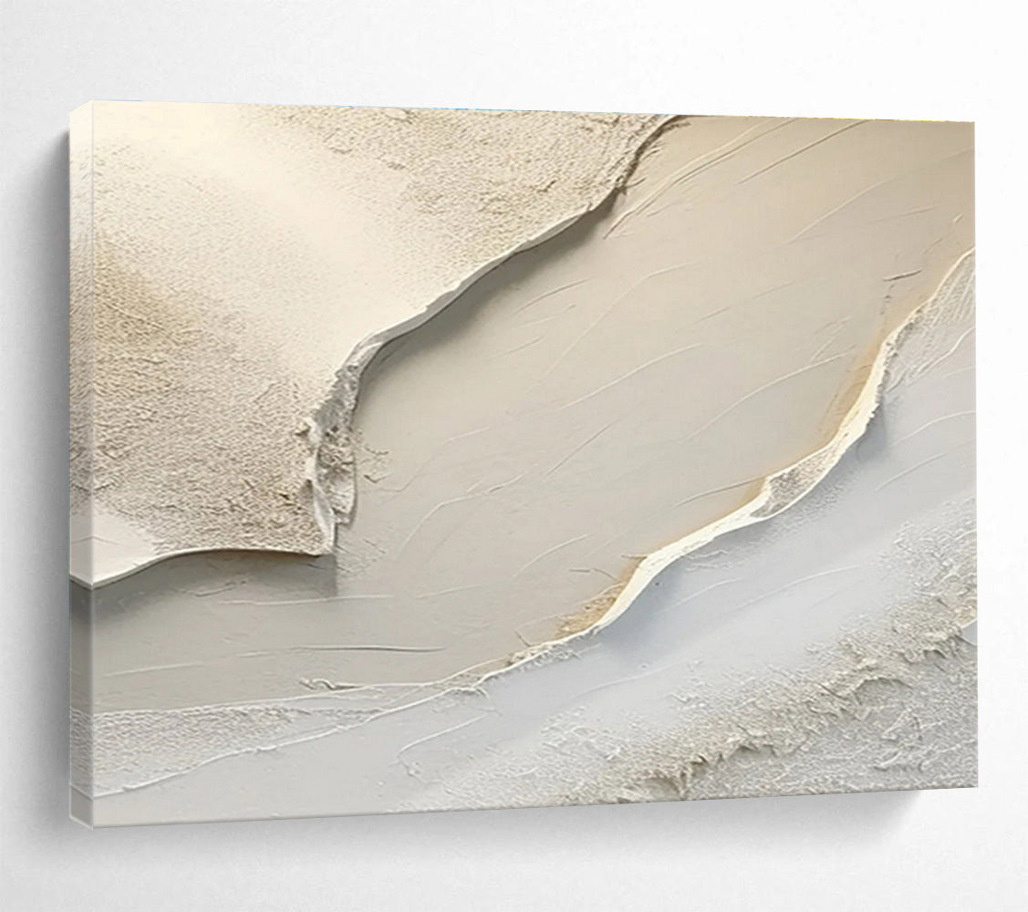 Textured White Abstract Painting On Canvas DKS040