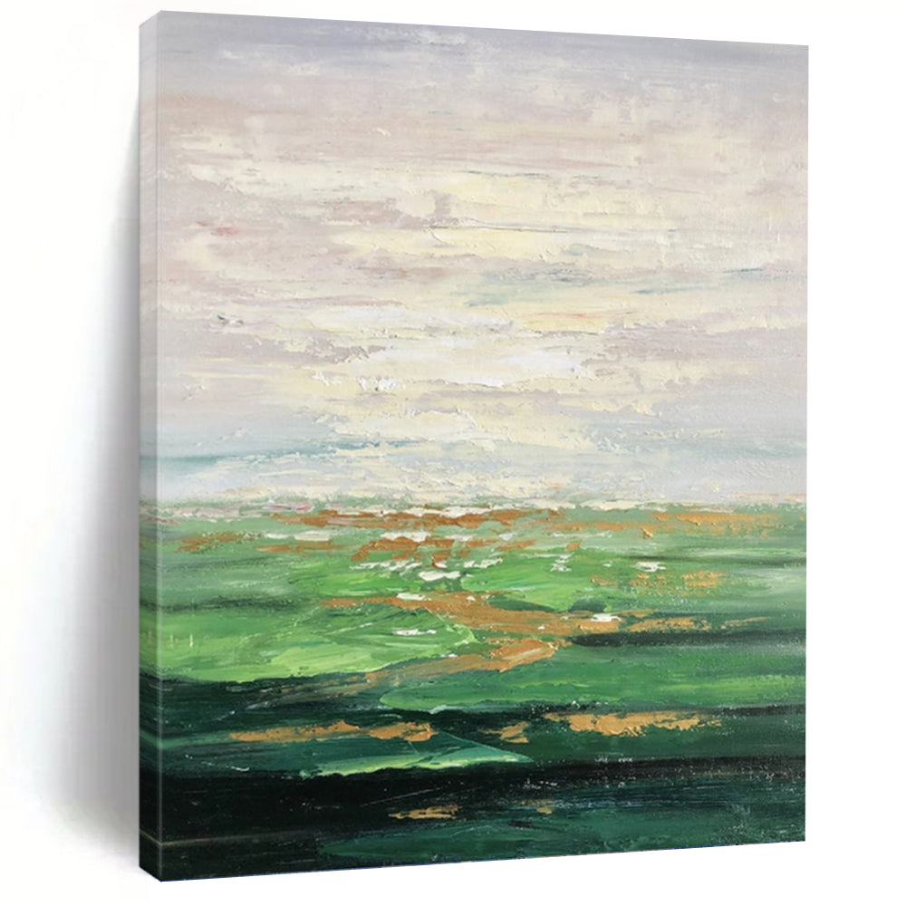 “Green Landscape Abstract” - Impressionist - Inspired Painting On Canvas PT1341
