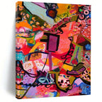 Pink, Purple, Orange, Green and Blue with Dynamic Forms "Fiesta Fusion" Abstract Painting On Canvas PS1170