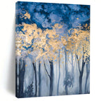 “Blue - Gold Forest: Dreamy Landscape” - Watercolor - Style Painting On Canvas PT0936