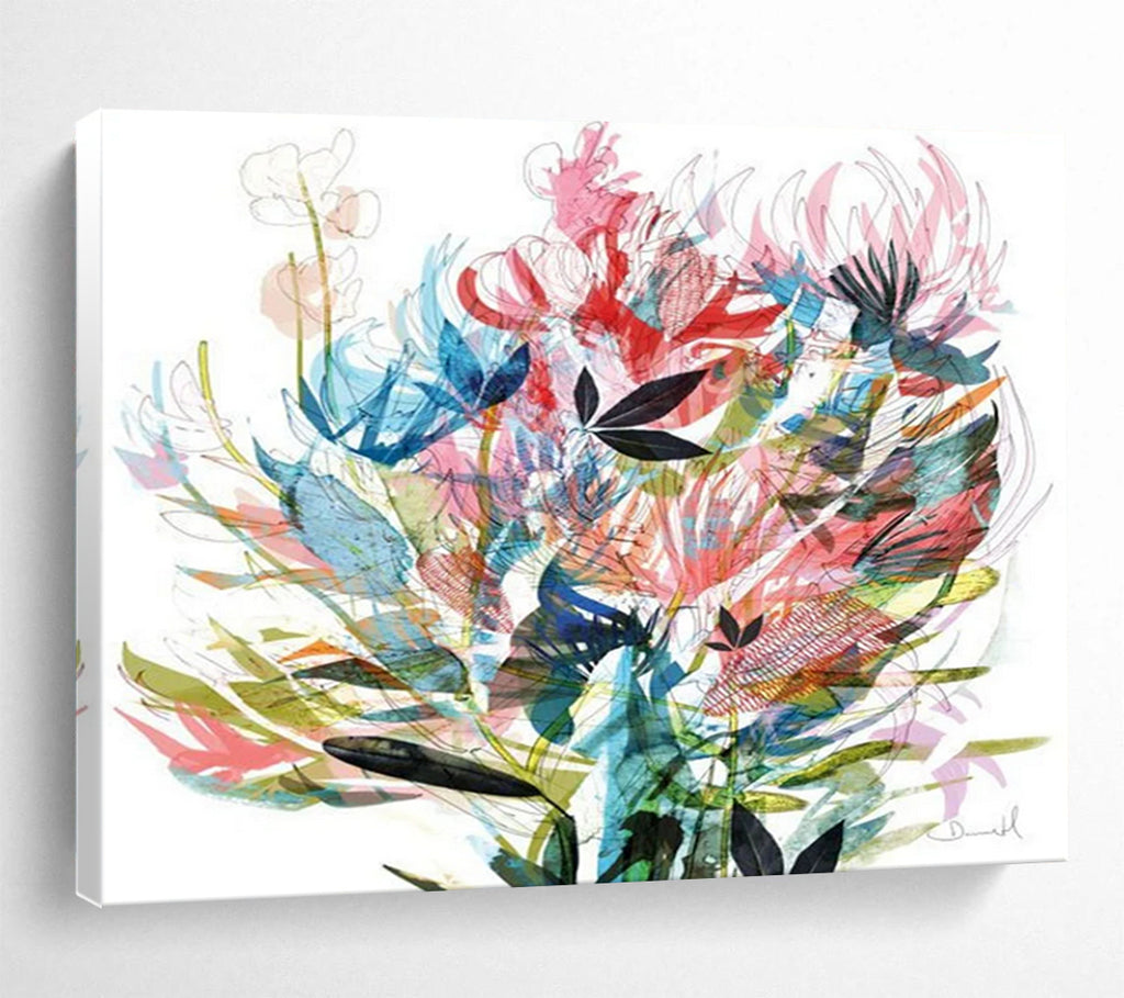 “Colorful Floral Abstract” - Botanical Abstract Painting On Canvas PT138