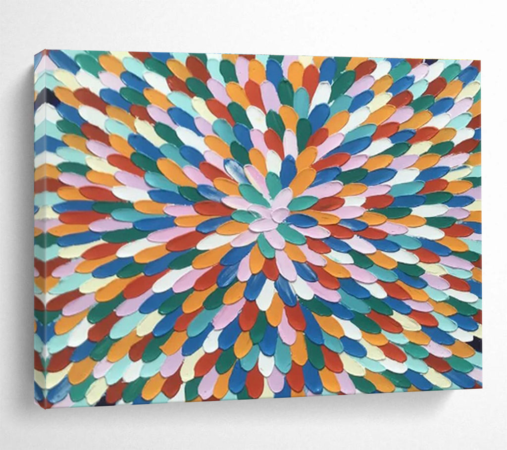 Colorful Petal - Shaped Dots Abstract Painting On Canvas DKS121
