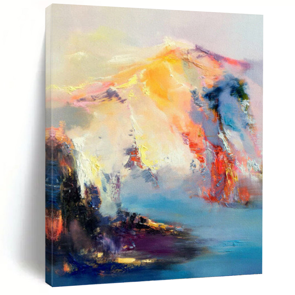 “Colorful Mountain Abstraction” - Abstract Landscape with Colorful Peaks Painting On Canvas PT1061