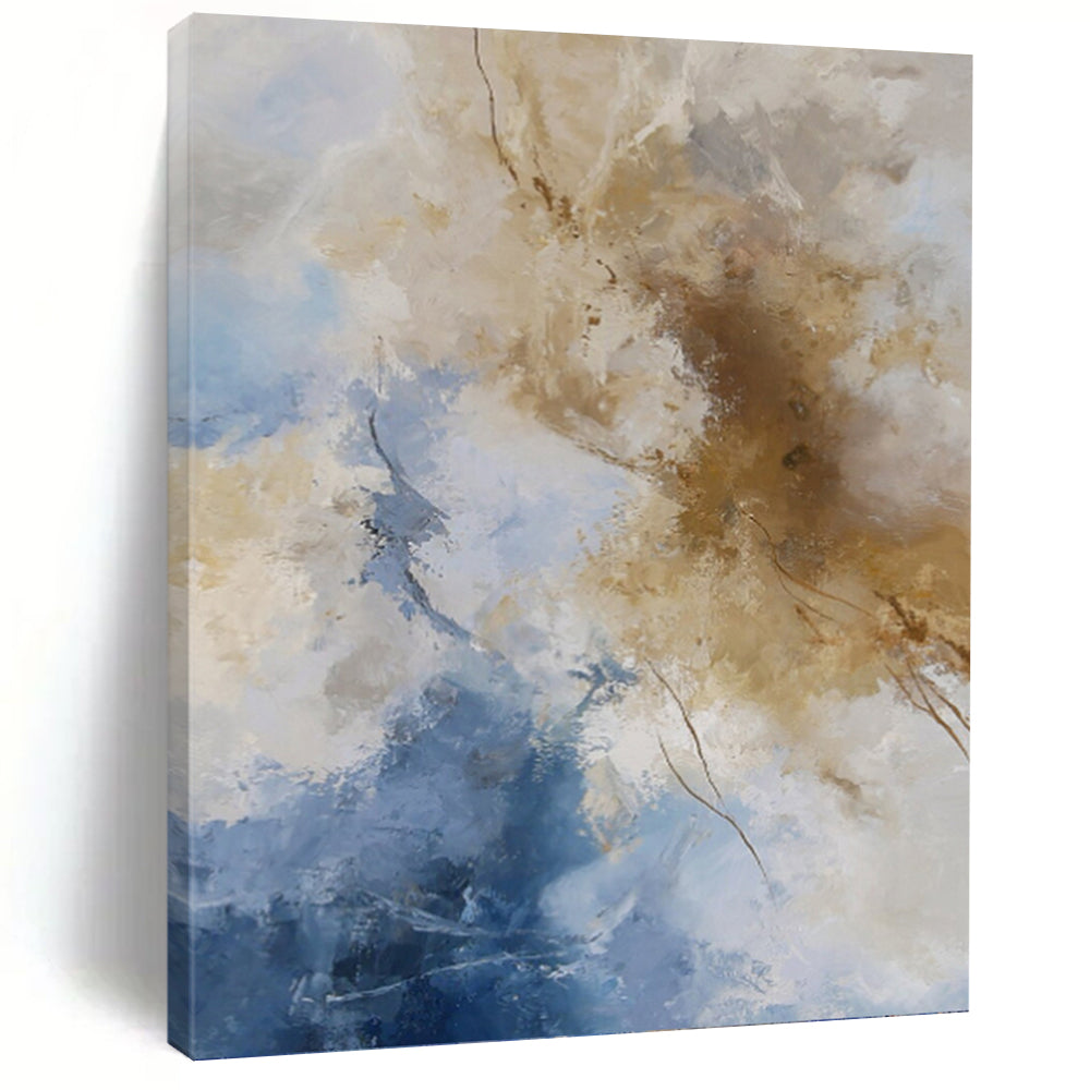 “Blue - Beige Abstract Clouds” - Serene Abstract Painting On Canvas PT1020